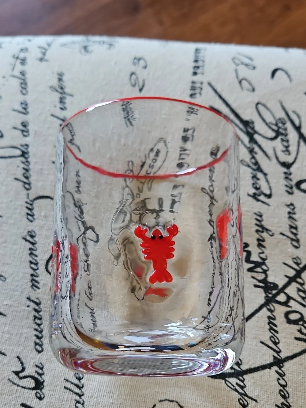 Clear Glass Tumbler with Red Lobster Accent